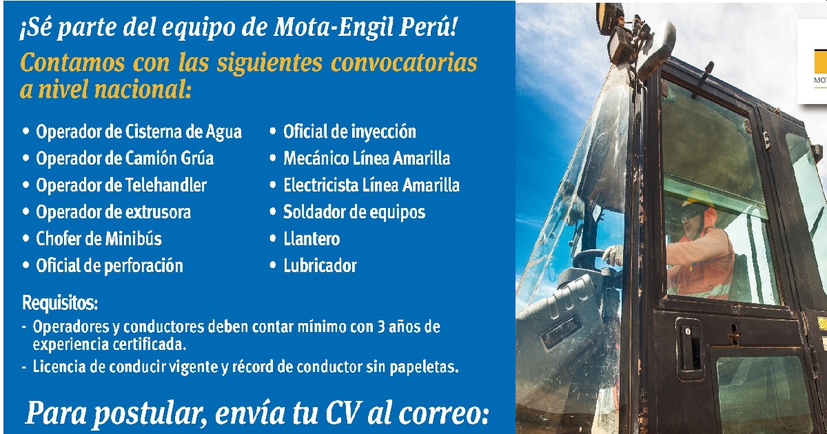 TRABAJO PARA MOTA ENGIL PERÚ